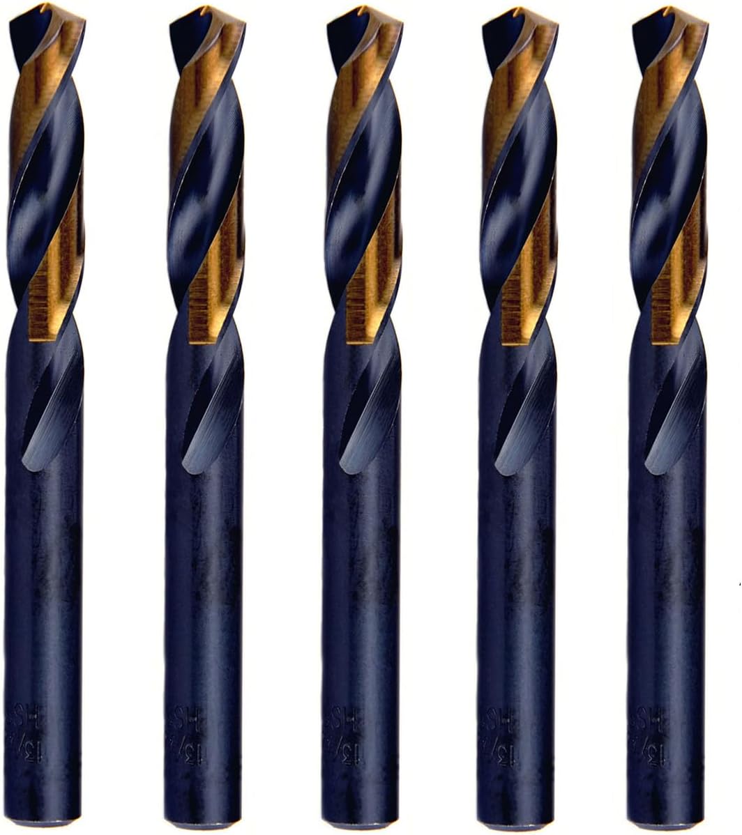 MAXTOOL 15/64" 5pcs Identical Screw Machine Drills HSS M2 Twist Stub Drill Bits Black & Bronze Fully Ground Straight Shank Short Drills; SMF02H10R15P5