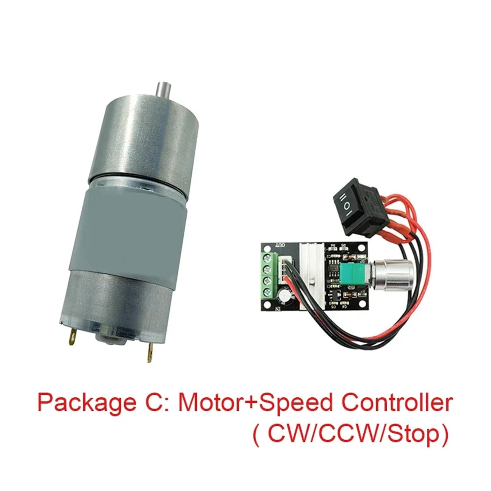 Motorreductor totalmente metálico JGB37-545 CC 12V/24V 7-960 RPM Alto par 3-35 kg·cm Baja velocidad Avance y retroceso ajustable(24V 66RPM,Package D)