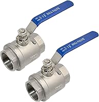 Megairon 2-Pack 1.5" 316 Stainless Steel Full Port Ball Valve, 1000 WOG NPT Female Threads, Heavy Duty Blue Insulated Handle