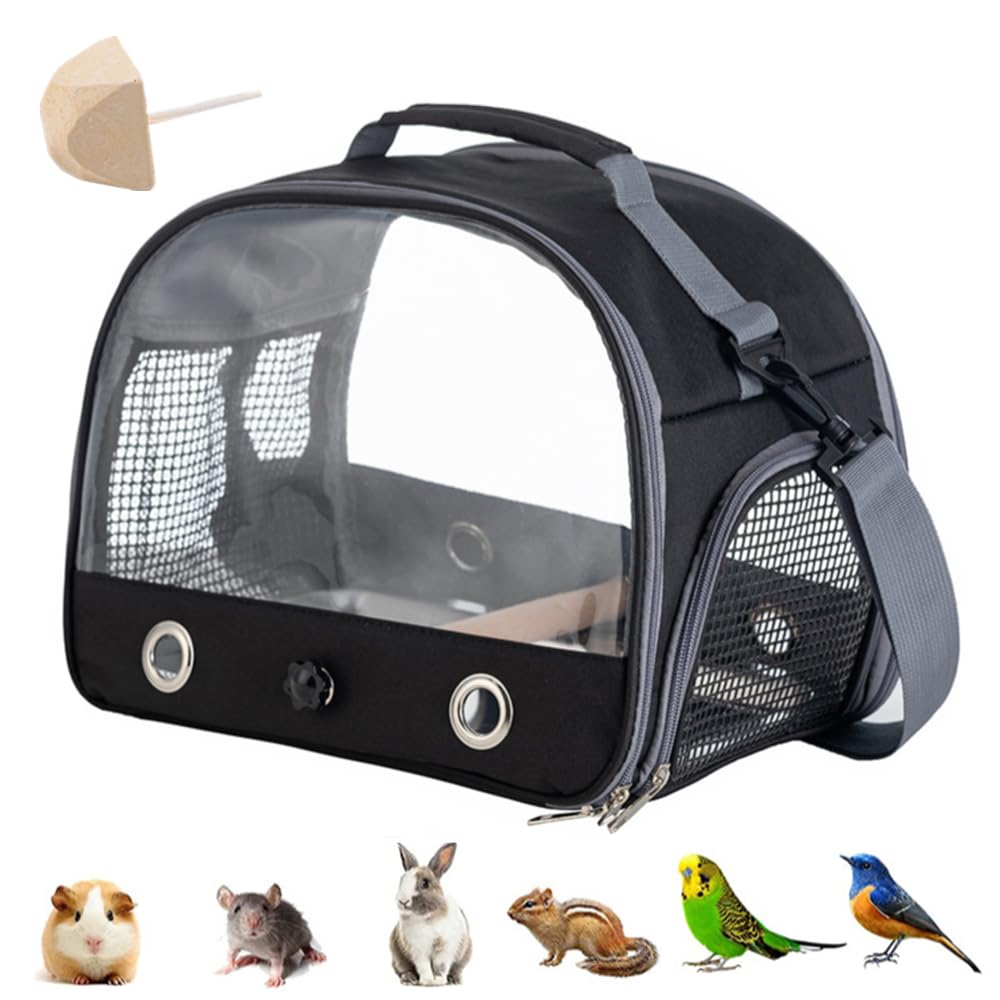 Backpack for Birds with Wooden Stick Bird Carry Bag with Standing Bar and Stainless Steel Tray