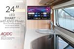 Supersonic SC-2426SDVD 24-inch LED Smart HDTV w/DVD Player, ATSC & NTSC System, 3X HDMI, 1080p, WiFi, USB, Multi Language OSD, AC/DC Compatible for Home, Kitchen, or RV Camper, DC Car Cord Included