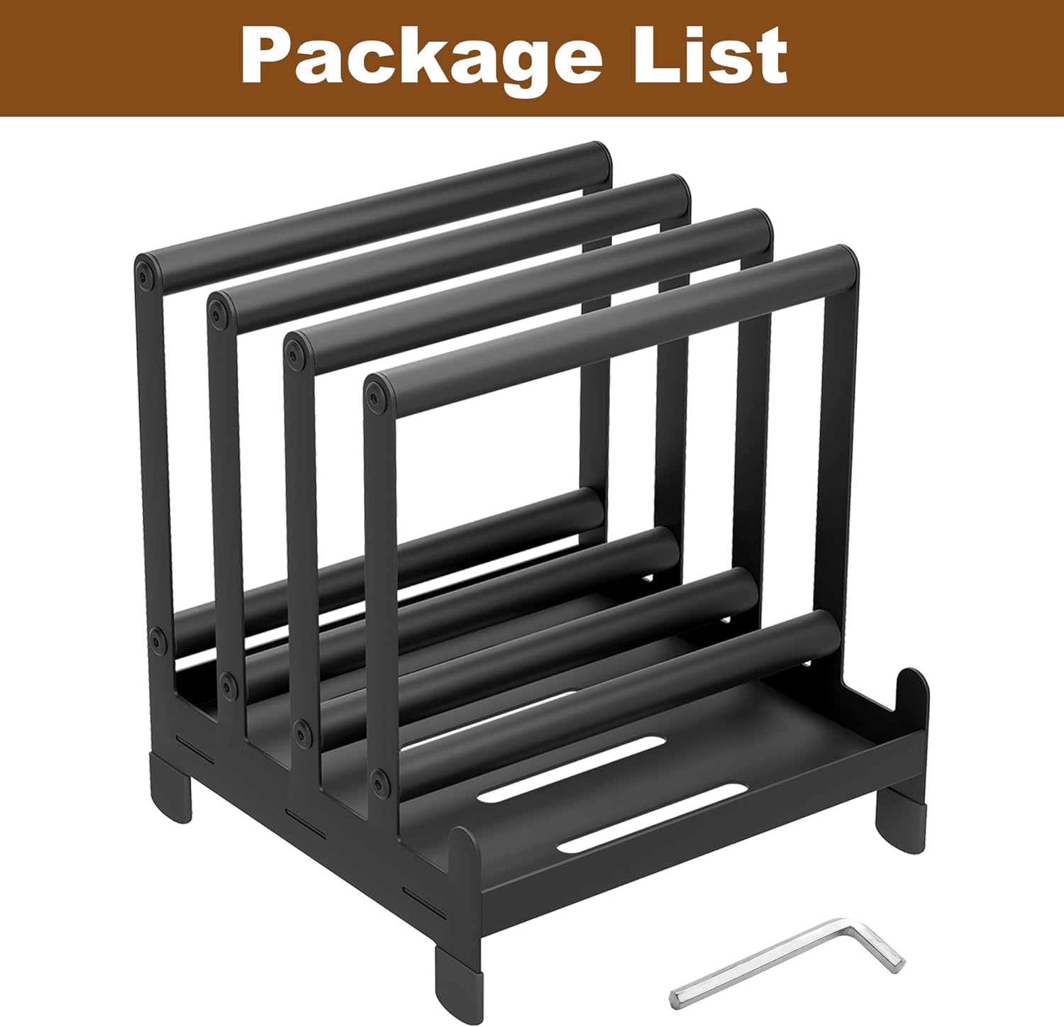 Rastrelliera per pizza in acciaio 24 x 24 x 36 cm, supporto per pala per pizza con 4 slot disponibili, supporto resistente con piedini antiscivolo per spatola per pizza, per riporre e