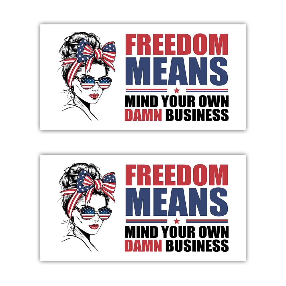 BAVAHA 2 pcs [7.5"x3.75"] Freedom Means Mind Your Own Damn Business Bumper Sticker Kamala Harris Waltz 2024 Sticker President Harris VP Tim Walz Waltz US President Election Political Sticker for Car