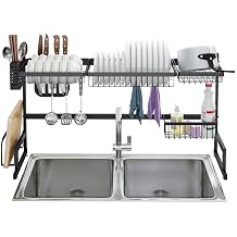 Dish Drying Rack Over Sink Stainless Steel Drainer Shelf 2-Tier Utensils Holder Display Stand for Kitchen Counter Organization Black 33.5''X12.6''X20.5'' Shelf Rack Kitchen Drai