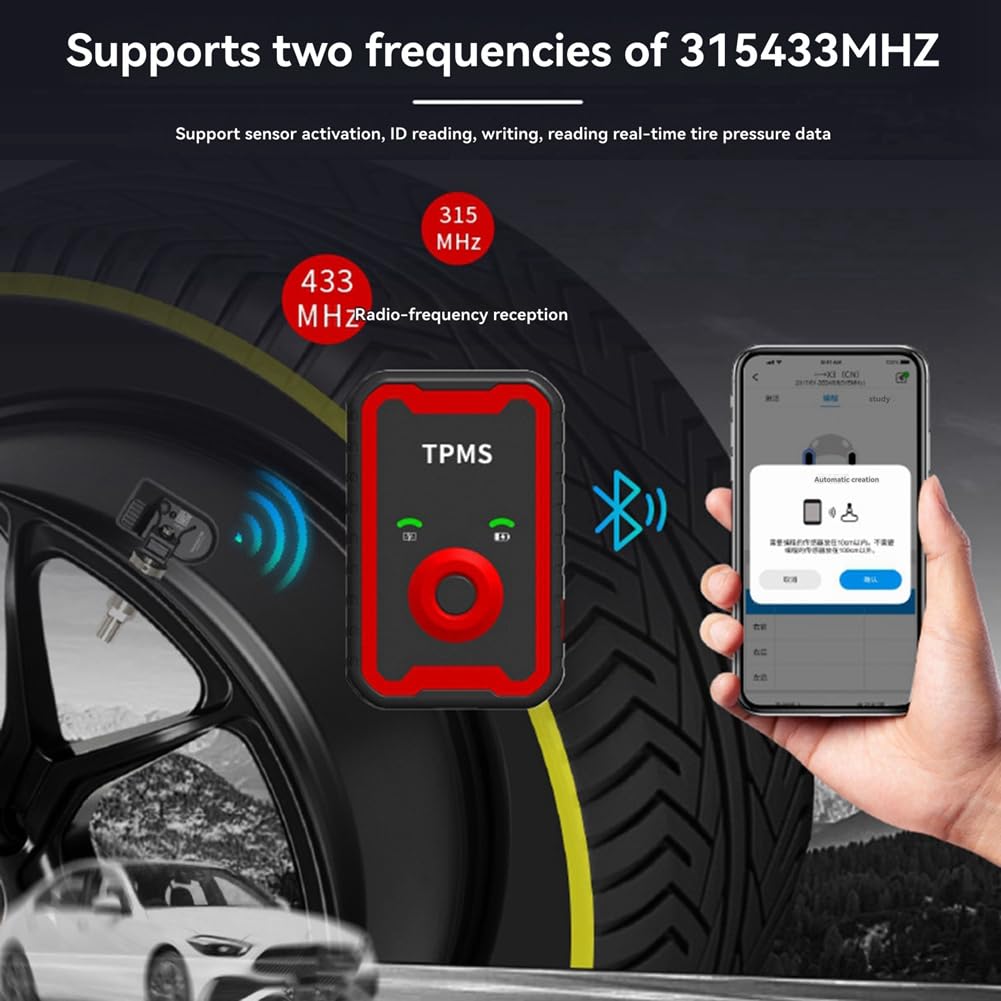 Sensor Programable Universal de 315 MHz y 433 MHz en 1, Herramienta de Reemplazo de Presión de Neumáticos para Automóviles TPMS