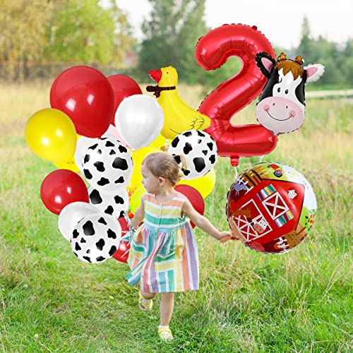Farm Animal Birthday Party Supplies,Barnyard 2Nd Birthday Party Balloon Garland Kit Include Cow Balloon Farm Animals Walking Balloons For Kids’ Farm Party Decoration (2Nd Red) #TOP2