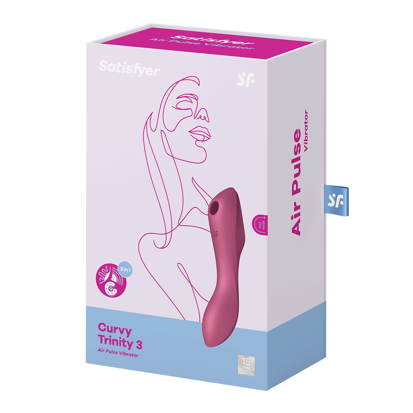 Satisfyer Curvy Trinity 3 Estimulador de clítoris | Pulsaciones y vibraciones de aire | Cuerpo redondeado ergonómico | Recargable por USB | Resistente al agua (IPX7) | Succionador de clítoris femenino