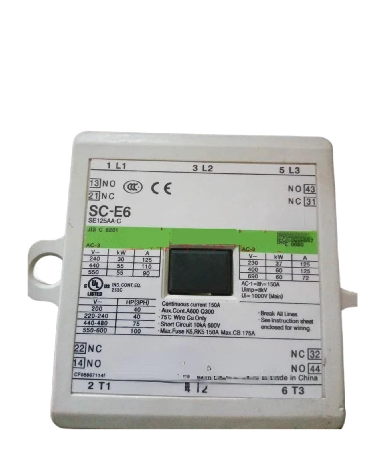 Contacteur SC-E6 bobine alternative commande moteur électrique triphasé