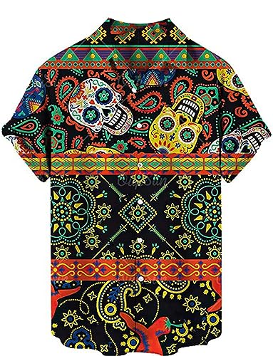 Camisa Hwaiian para Hombres Vintage Gothic Skull 3D Impreso Beach Shirt Summer Cool Camisas de Manga Corta Regular Button Down Casual Blusa Top S-5XL