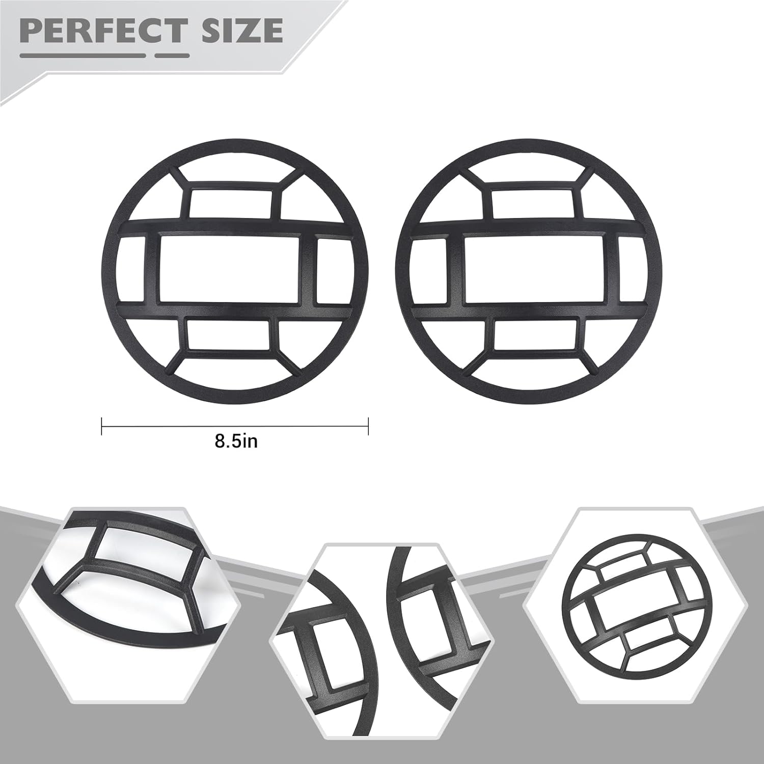 JeCar Headlight Covers for Jeep Wrangler JL JLU Gladiator JT 2018-2023 Black Head Lights Guard Trim (1Pair)