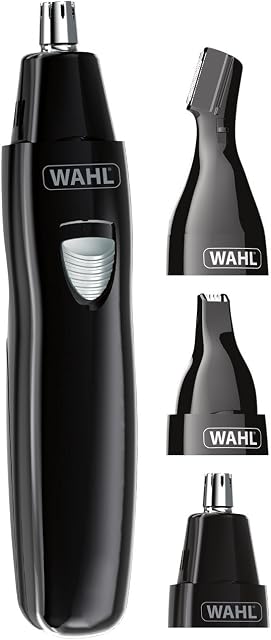 Wahl Nose Hair Trimmer, Ear Hair Trimmer, Eyebrow Trimmer, 3-in-1 Personal Trimmer, Trimmers for Men and Women, Rechargeable, Washable Heads, Painless Hair Removal