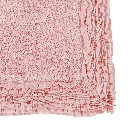 Better Trends Shaggy Border Collection Is Ultra Soft, Plush And Absorbent Tufted Bath Mat Rug 100% Cotton In Vibrant Colors, 30" Heart, Pink #TOP2