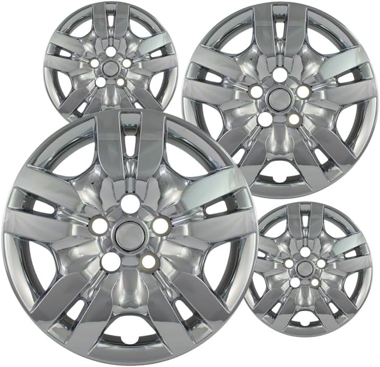 Fuel Rider 16 inch Chrome ABS Hubcap Wheel Covers Compatible with 2009-2012 Nissan Altima (Set of 4) Wheelcovers for 16 inch Standard Steel Wheels- Auto Tire Cover Replacement Exterior Cap Cover