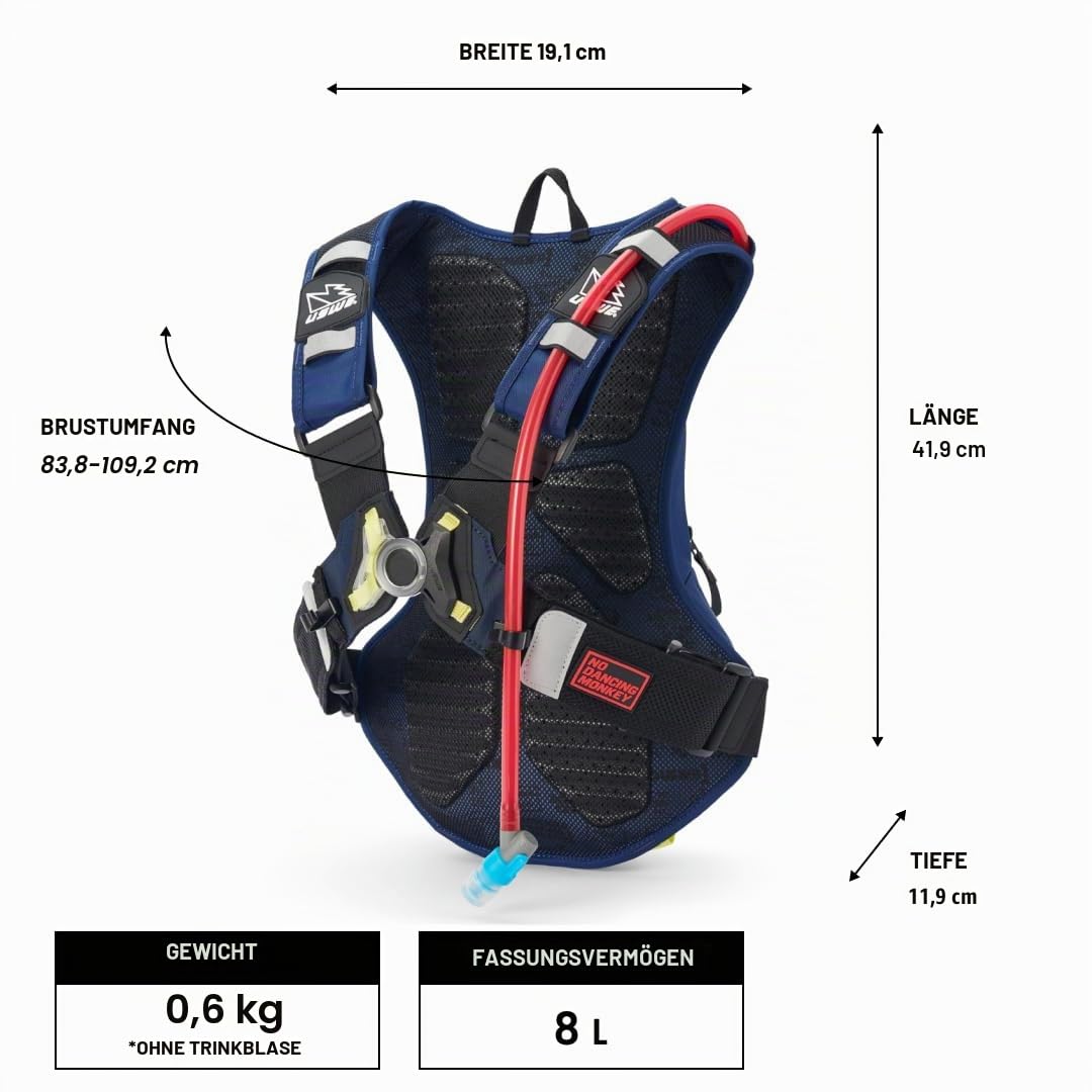 USWE Moto Hydro Hydration Pack - with Water Bladder, a High End, Bounce Free Backpack for Enduro and Off-Road Motorcycle