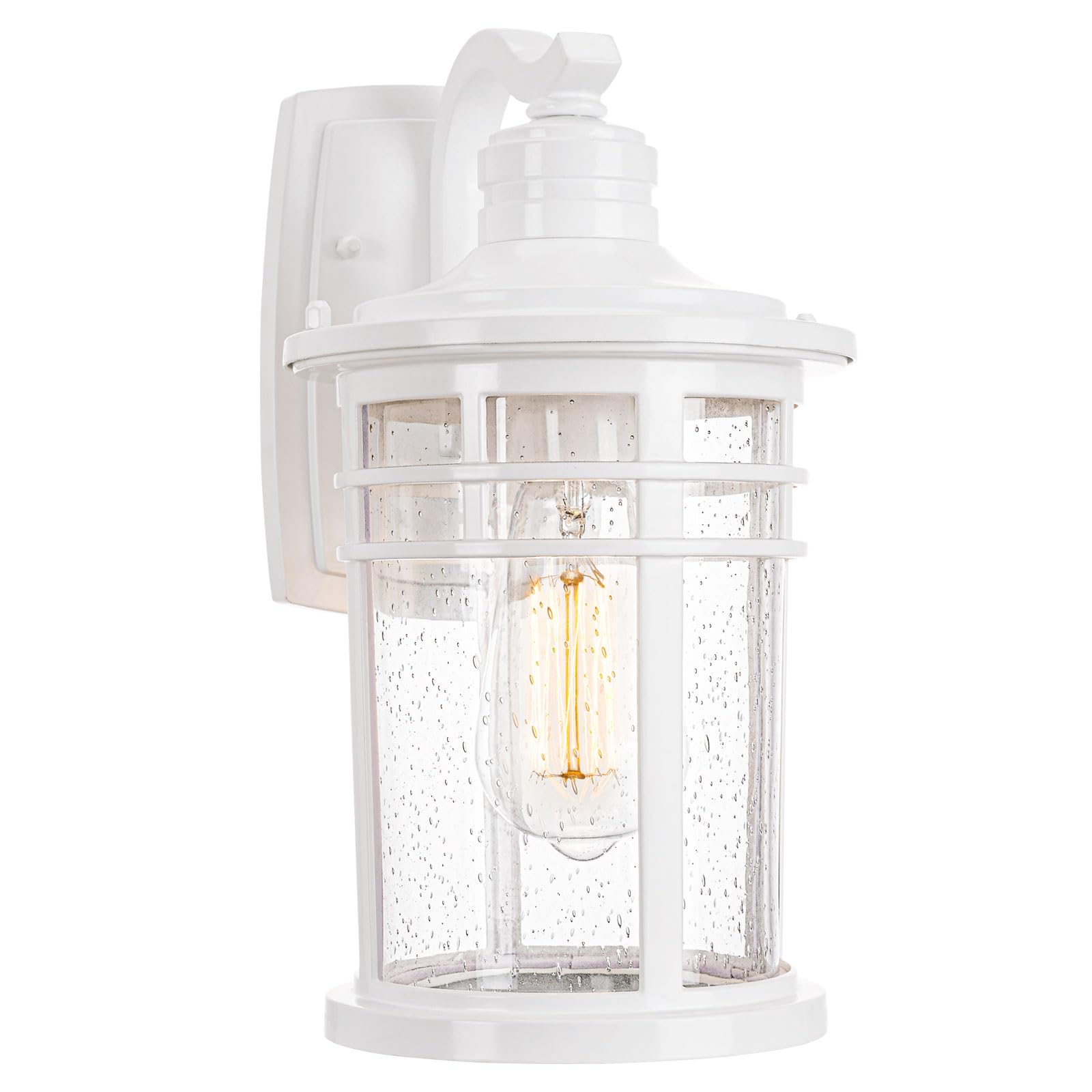 Darkaway Outdoor Porch Lights Wall Mount, Outdoor Light Fixtures Sconces Wall Lighting with Seeded Glass Waterproof Exterior Lights for Patio Yard House Hallway Doorway Garage(1 Pack, White)