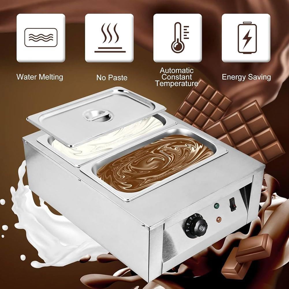 Machine à Tempérer Le Chocolat, Chauffe-Chocolat électrique Automatique, Pot De Fusion pour Liquide, Capacité De 6 L/9 L, 30-80 °c (86-176 °f), pour Usage Domestique Et Commercial 2Tanks