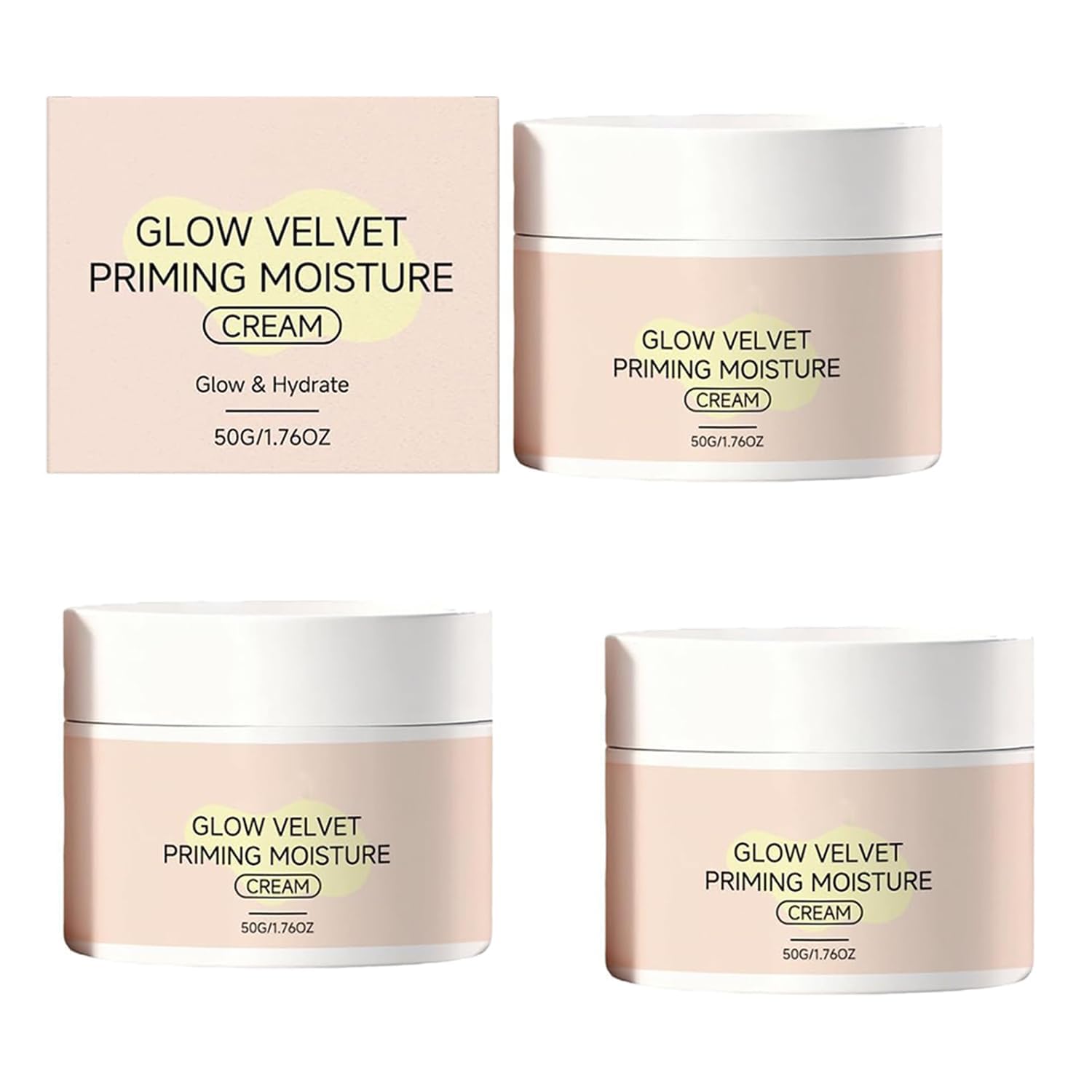 Crema idratante primer Glow-Velvet, minimizzante dei pori e primer fissante per il trucco a lunga durata, idratante viso quotidiano per tutti i tipi di pelle,3PCS