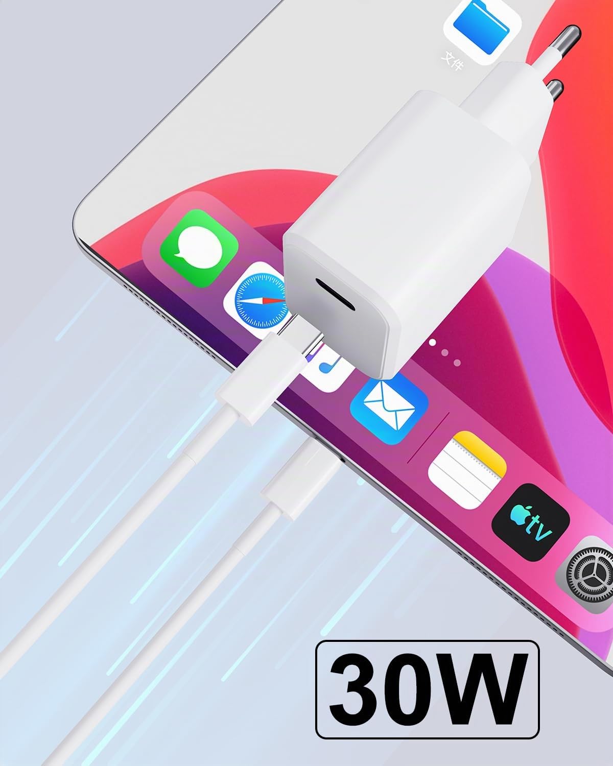 Caricatore USB-C 30W Con Cavo Da 2M Per IPhone 16/15, IPad Pro E Air – Ricarica Rapida PD Per Apple - 2