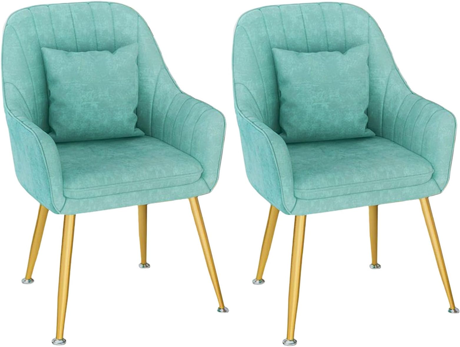 Set of 2 Dining Chairs, High Back Velvet Upholstered Accent Chairs with Square Cushions and Gold Metal Frame, Stylish Living Room & Kitchen Seating for Home Office