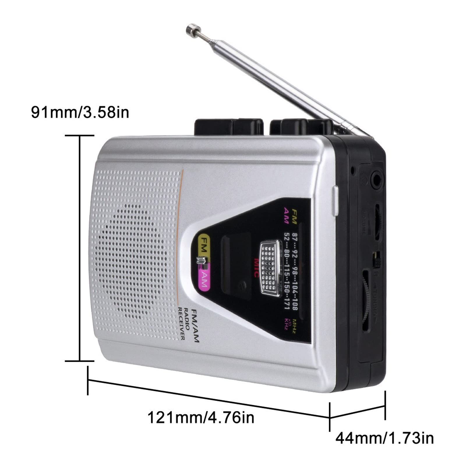 Napędy taśmowe - przenośny magnetofon kasetowy Walkman - Nagrywarka radiowa FM/AM - Zasilanie USB lub 2 baterie AA