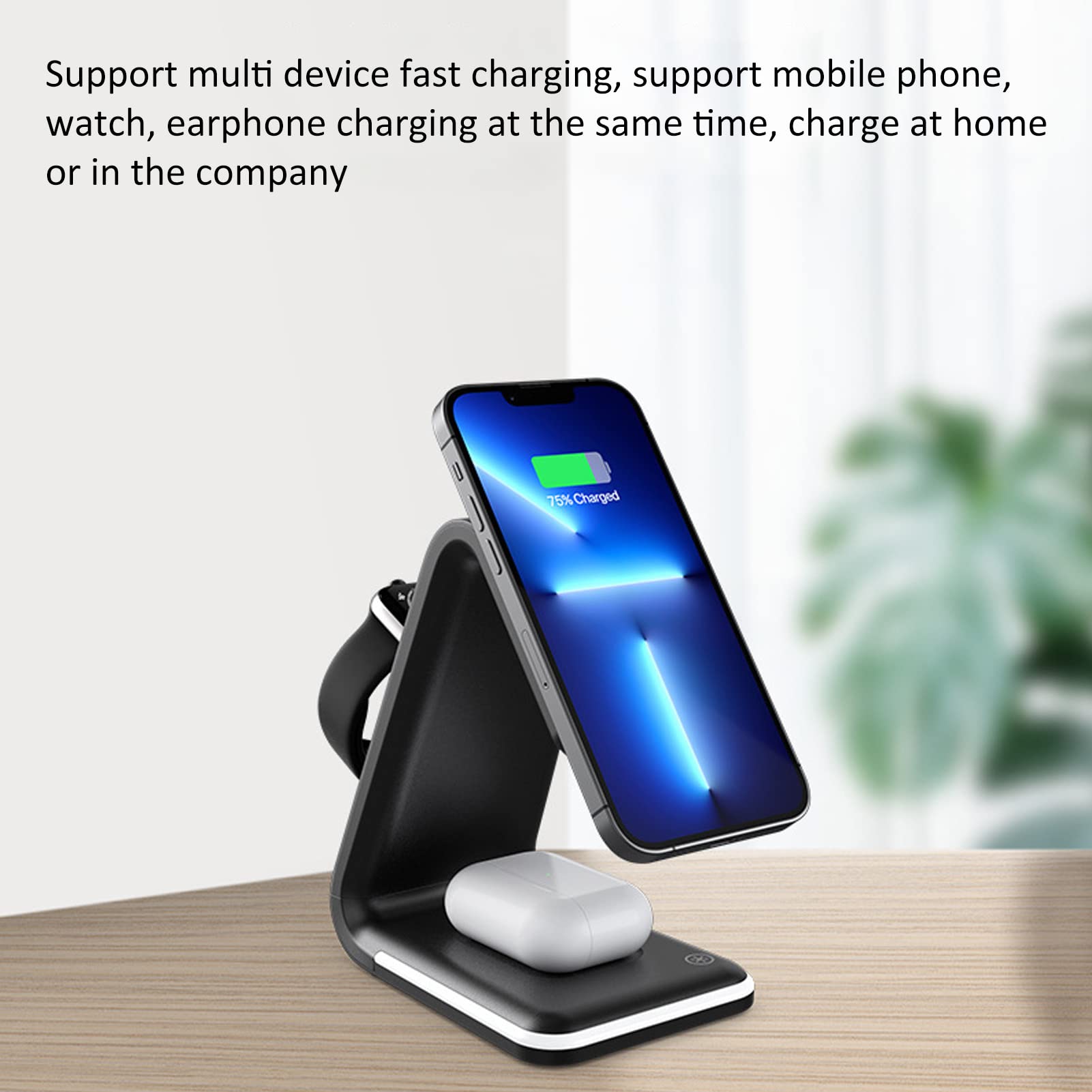 Stazione di Ricarica 3 in 1, Supporto per Dock di Ricarica Wireless Veloce da 15 W, Caricabatterie Wireless Rimovibile per Dispositivi Multipli IPhone, Compatibile con I13 12 11 Pro/Pro Max, Oro