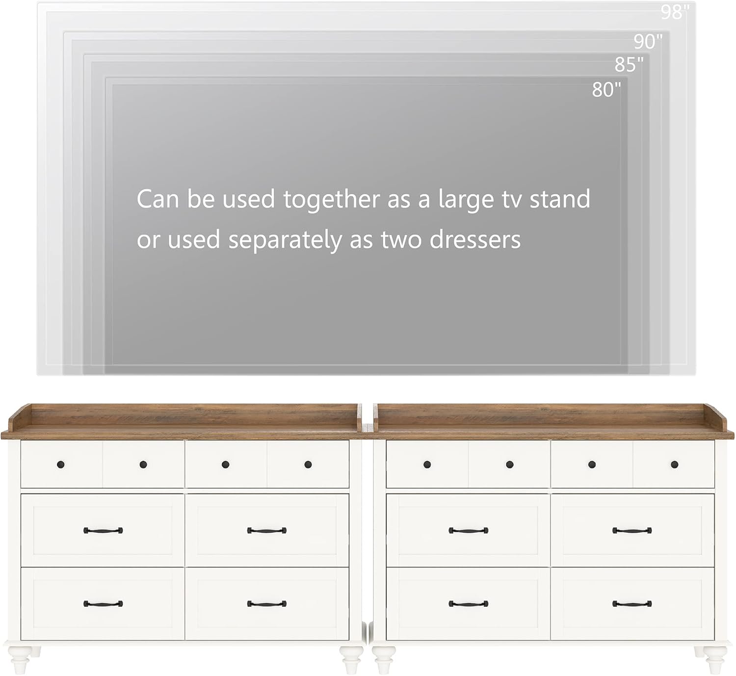 WAMPAT Dresser for Bedroom with 12 Drawers, Large Kids Dressers with Wide Chest of Drawers, Mid Century Modern Baby Wooden Closet Storage Organizer for Living Room, Nursery, Hallway, White