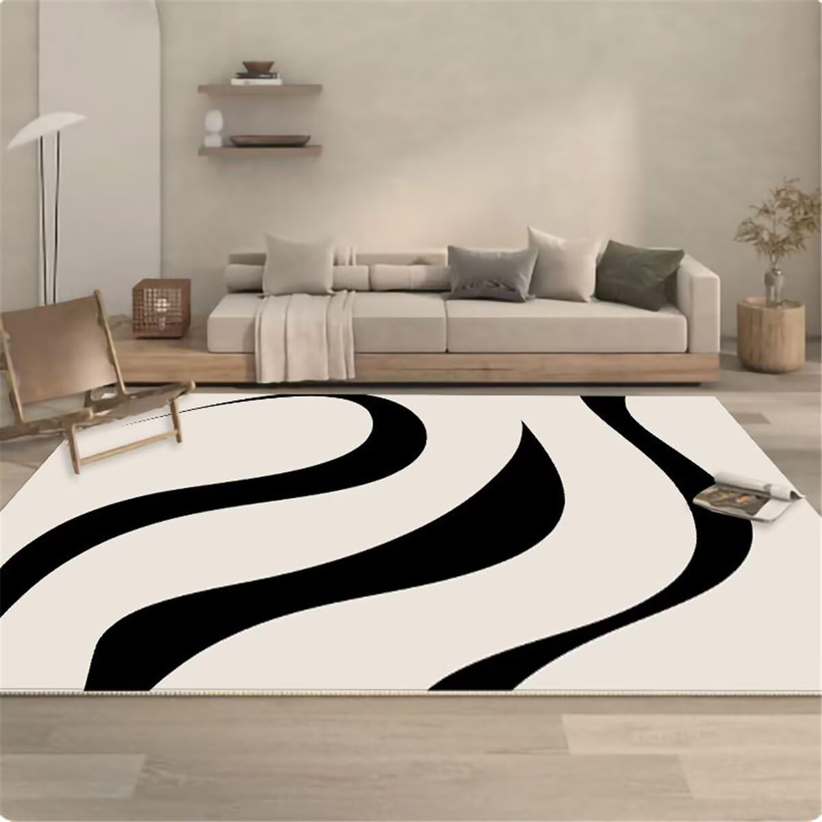 Tapis sol gamer noir et blanc, le tapis de salon simple et moderne