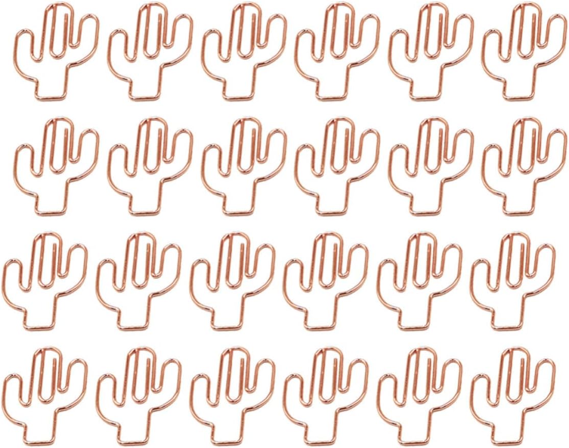Metal Paper Clips for Home Office 24pcs Cactus Shape Letter Holders