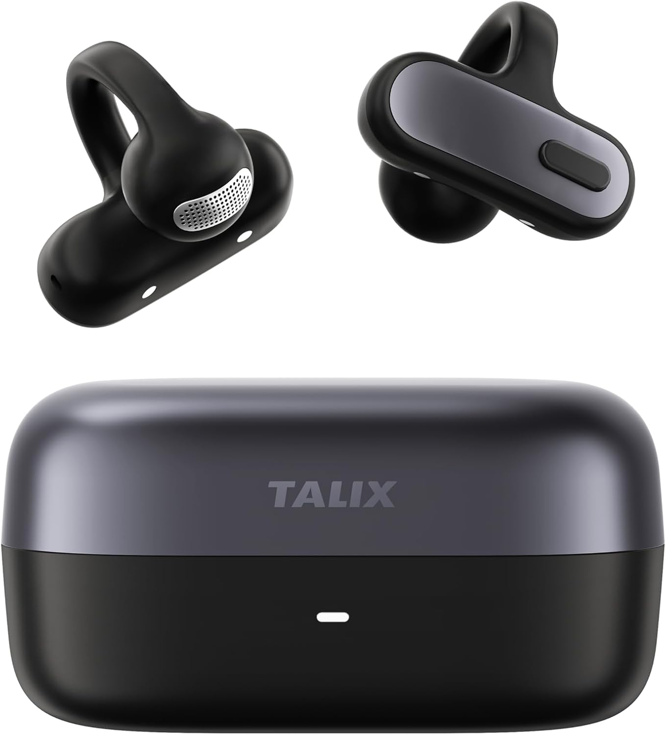 TALIX Open Ear Clip-On Earbuds X8 with AI ENC & Powerful Bass, Wireless Bluetooth 6.0, IPX4 Sweatproof Fitness Headphones, Physical Buttons, 5g Lightweight Ear Buds with Multi-Device Switching, Black