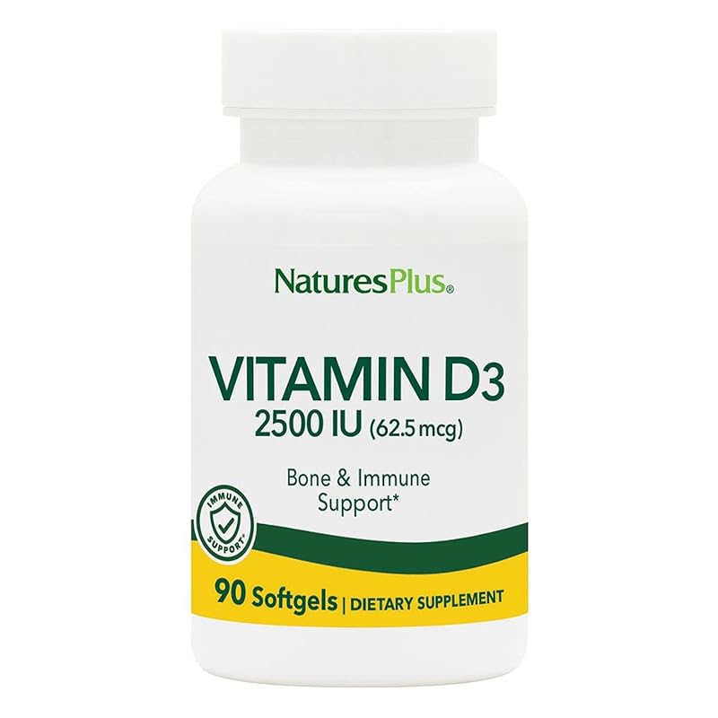 NaturesPlus Vitamina D3 2500 UI — 90 cápsulas gelatinosas