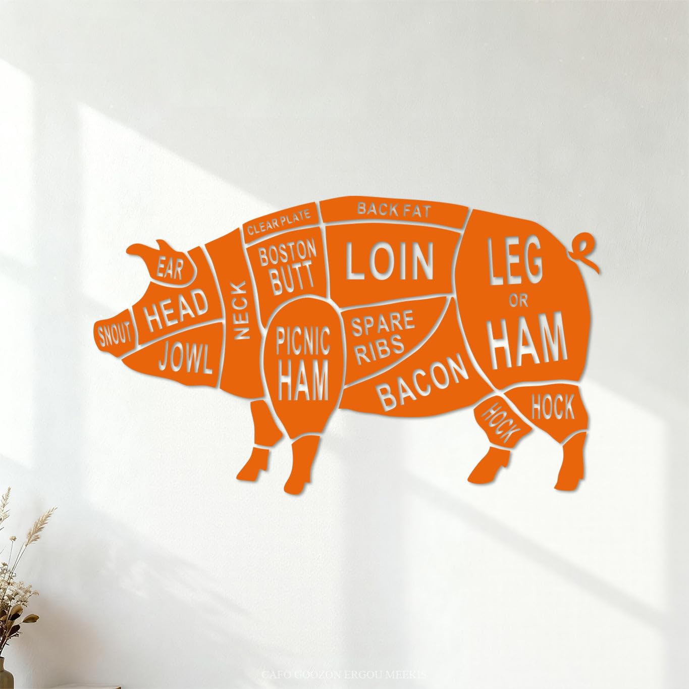 Vinyl Wall Decals Restaurant Animal Body Parts Dissection Pig Kitchen Cut 42x71.2cm Multiple Size Options Orange — image 1