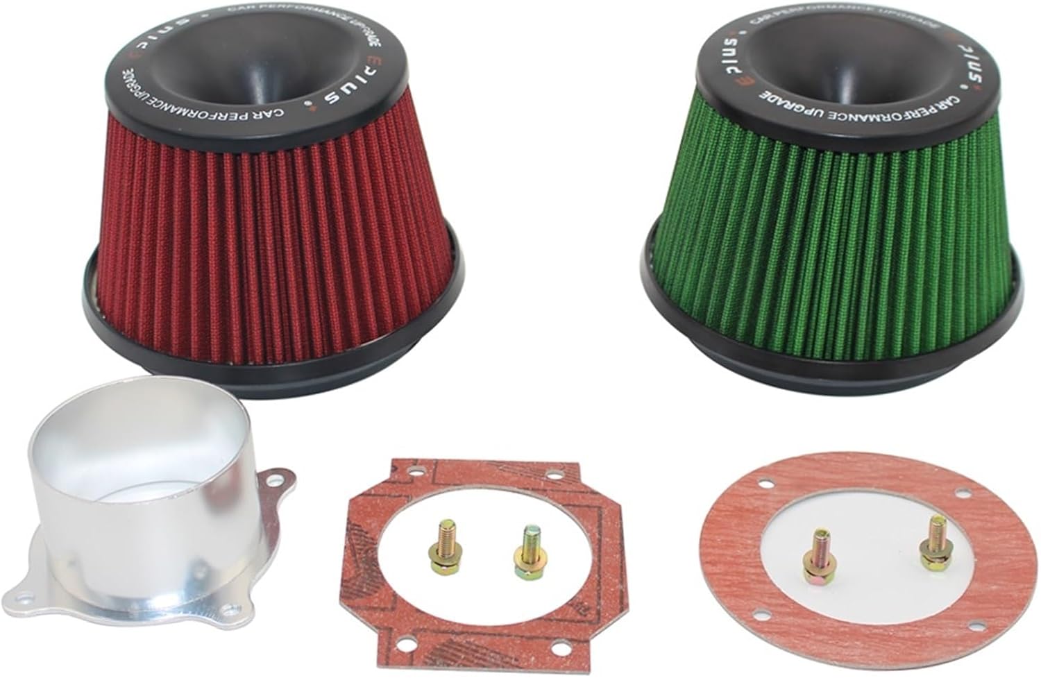 EPLUS Car Filters Air Intake System High Flow Filtre A Air Voiture Universal Connecting Base Red Green 3inch 76mm Automobiles(RED)