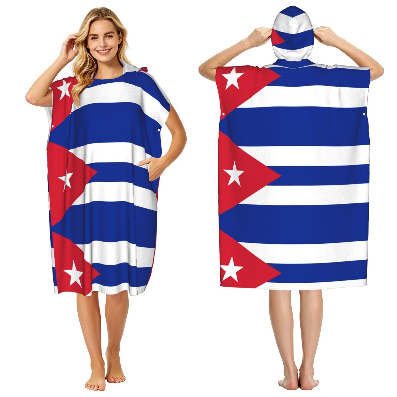 WSSYYBFCuban flag Adult hooded beach towel Oversized with Hood for Absorbent Quick Dry