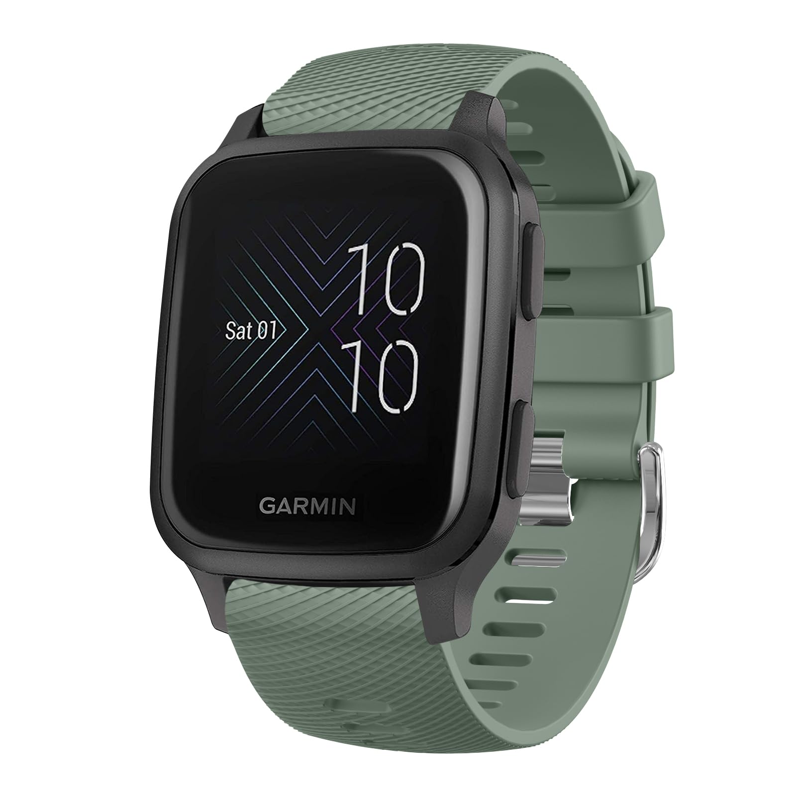 Strap for Garmin Venu Sq 2/Venu 2 Plus/Venu/Vivoactive 3/3 Music Strap, 20mmAdjustable Soft Silicone Band for Forerunner 55/645/245 (Oliver Green)