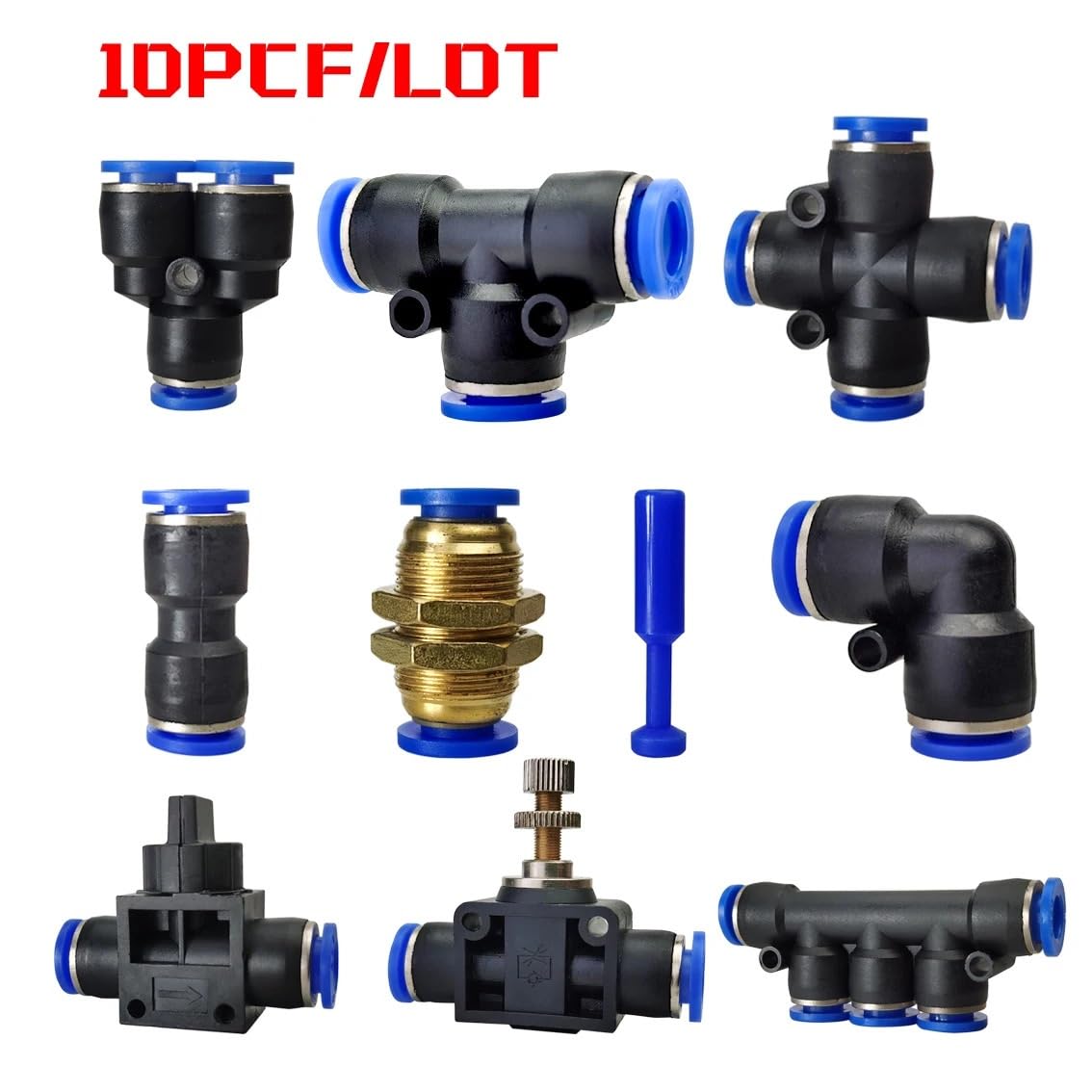 10PCS PY/PU/PV/PE/HVFF/SA/PK Pneumatic Fitting Pipe Gas connectors Direct Thrust 4 to 12mm Hose Quick couplings(HVFF,Use 12mm Hose) Barb Fittings