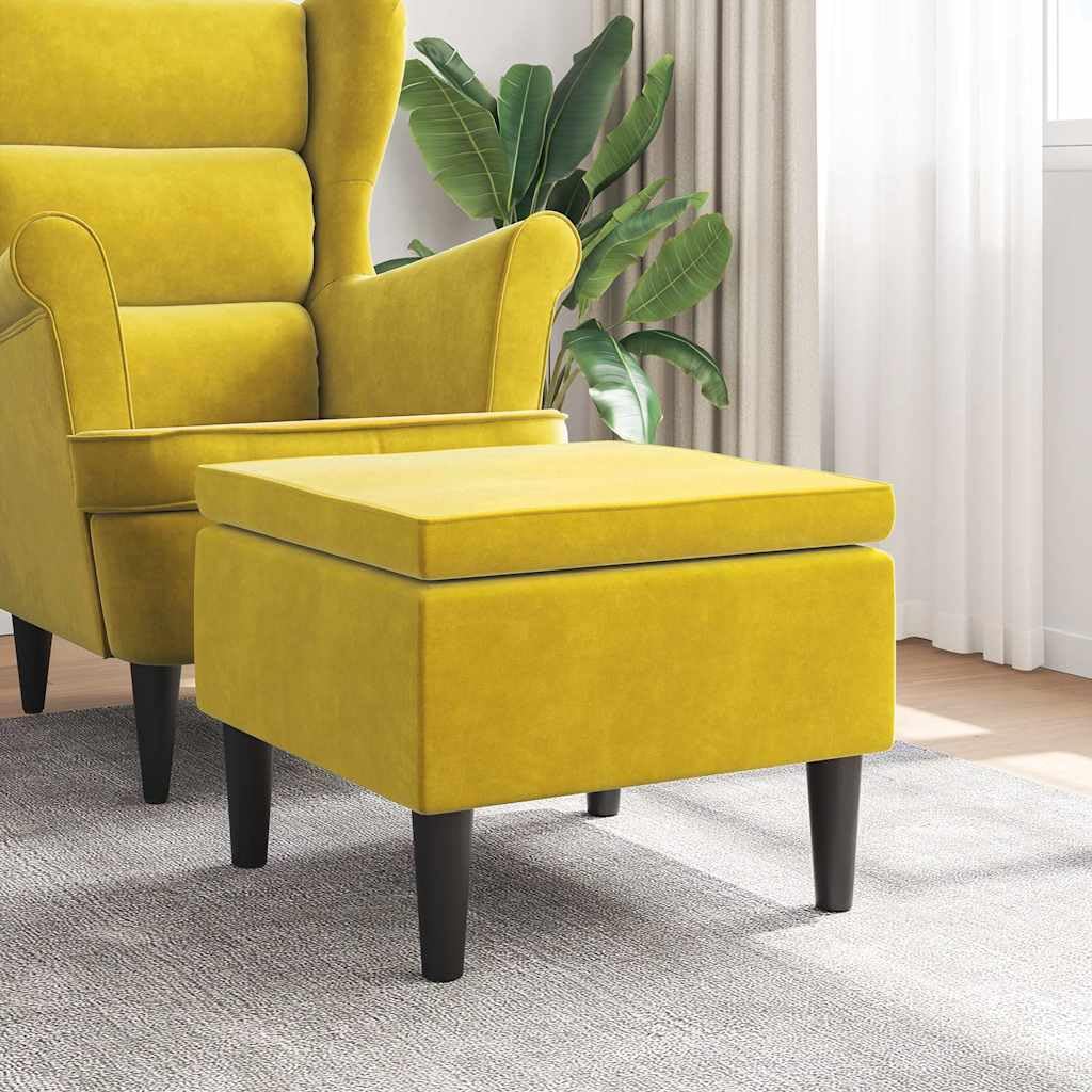 Tabouret avec pieds en bois jaune velours pliable de 5kg pour salon
