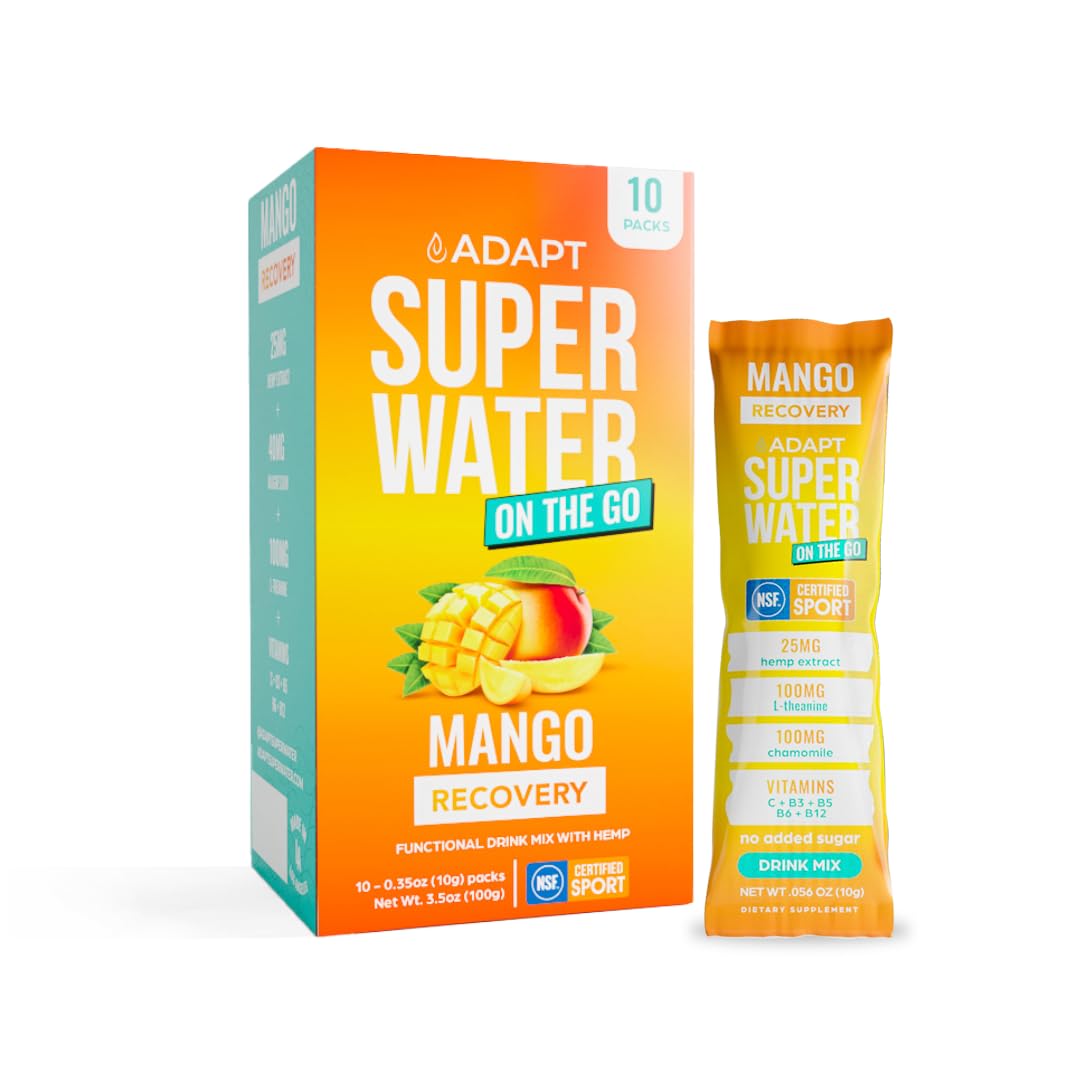 Adapt SuperWaterRECOVERY Functional Hydration & Electrolyte Drink Mix - MANGO - 10 servings per carton