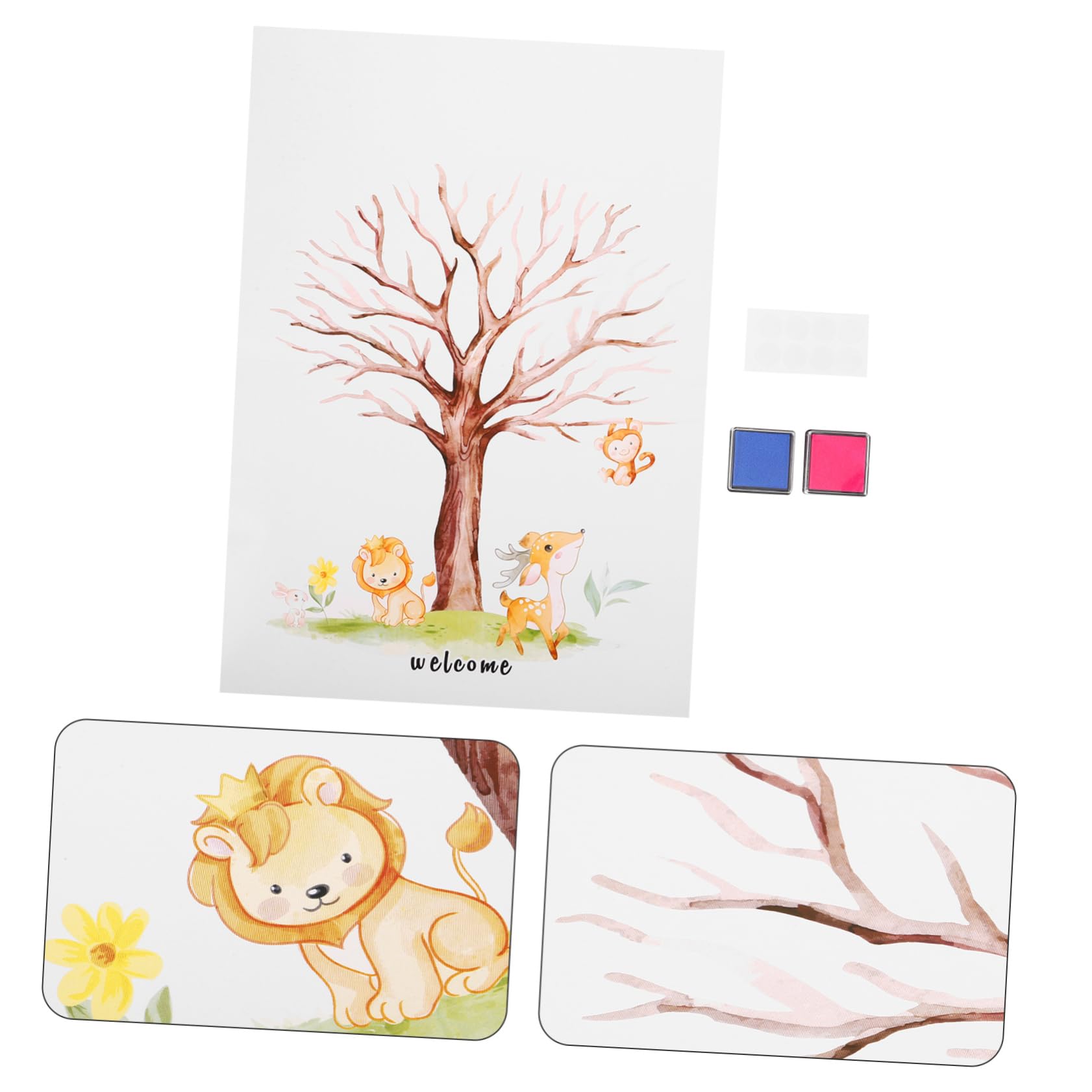 Alipis 3sätze Gender Reveal Fingerprint Tree Gästebuch Mit Poster Stempelkissen Für Shower Dekoration Und Unvergessliche Erinnerungen