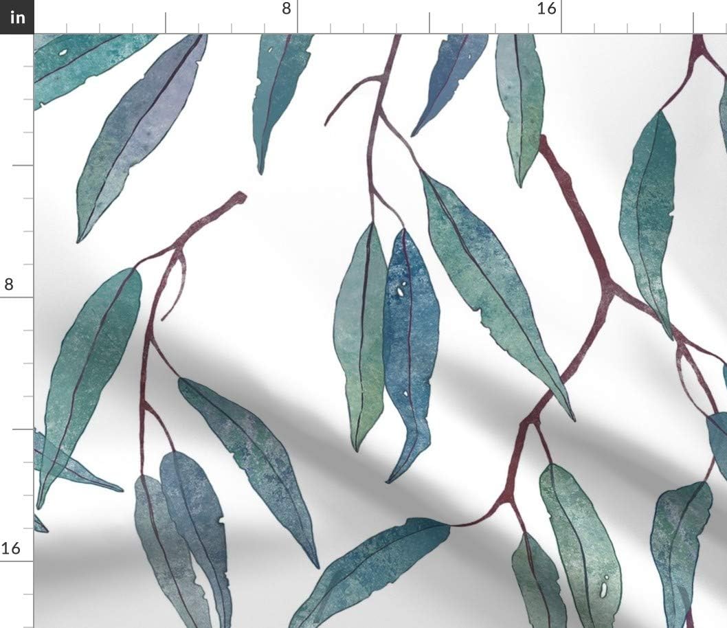 Spoonflower Fabric - Eucalyptus Leaves Scale Botanical Nature Plants Floral Mint Printed on Petal Signature Cotton Fabric by The Yard - Sewing Quilting Apparel Crafts Decor