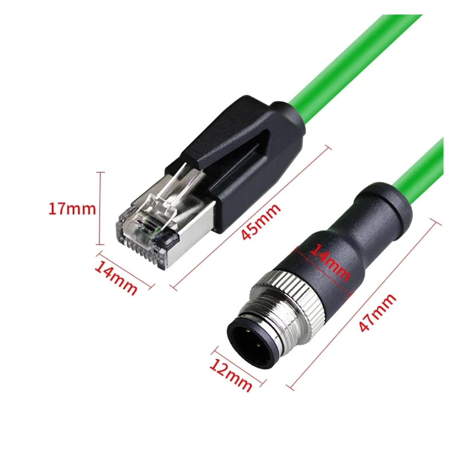 Câble de connecteur étanche M12 4 broches Type D vers RJ45, fil réseau Ethernet 4 broches de qualité industrielle, ligne de capteur de codage D 1-20M(4P Male to RJ45 F,T)