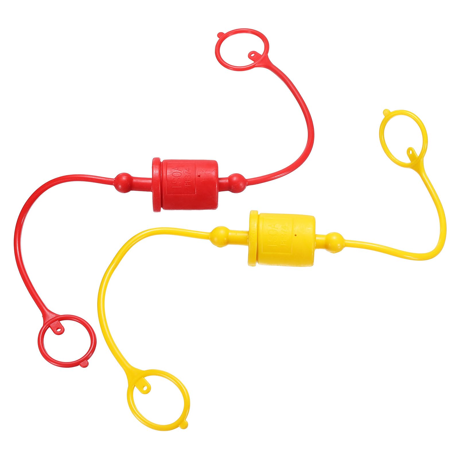HARFINGTON 2Sets 3/4 Hydraulic Hose Dust Cap and Plug Kit, ISO-A Male Dust Cap &amp; Female Plug Cover Quick Disconnects Air Coupler Cover Port Plug Fittings with Retention Ring, Red/Yellow