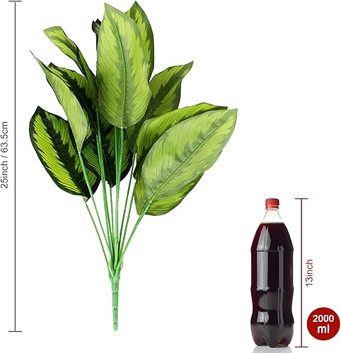 Miniatura 2 de Plantas artificiales de palma de hojas falsas de 25 pulgadas para decoración de oficina en casa, 2 unidades