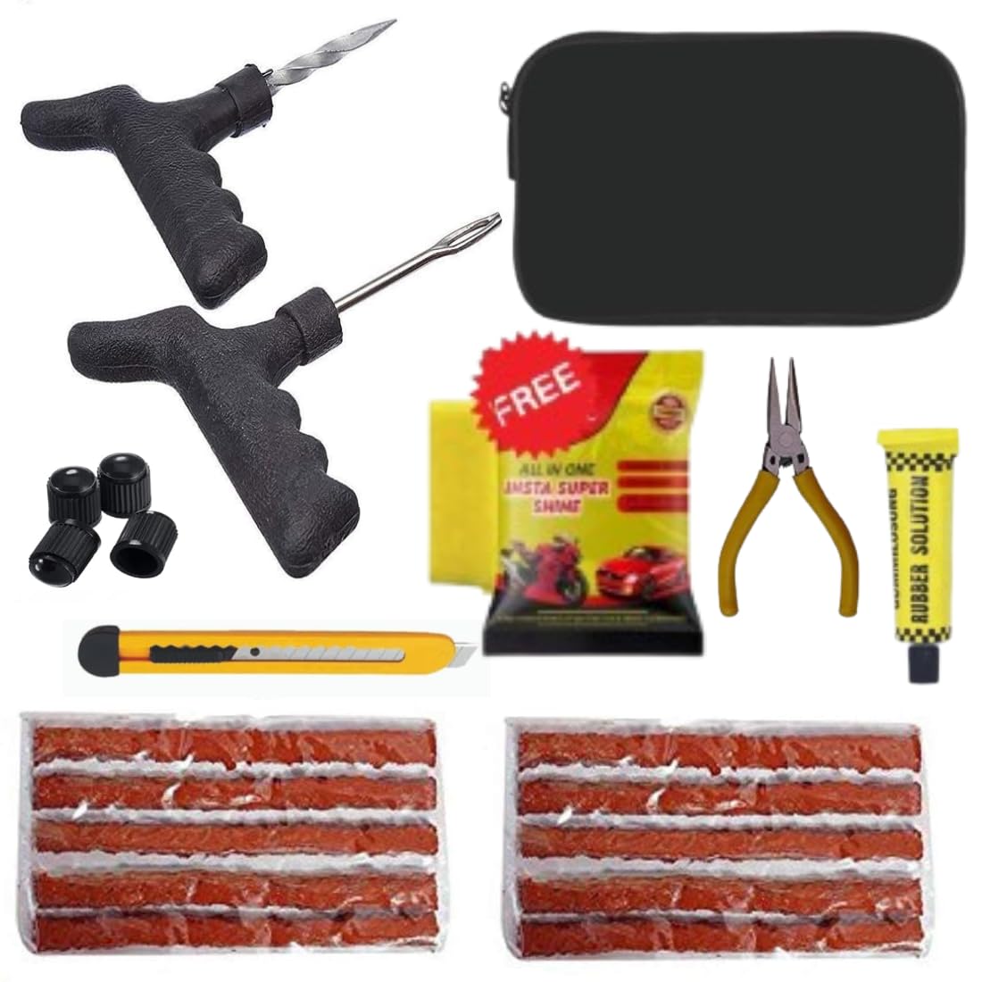 Gilary || Tubeless Tyre Puncture Repair Kit for Car and Bike ((Tubeless Tyre Repair Kit))