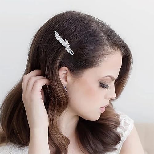 Pinza para el pelo de boda de cristal bohemio con diamantes de imitación, pasador de pelo plateado con circonita cúbica pequeña, pinzas vintage para