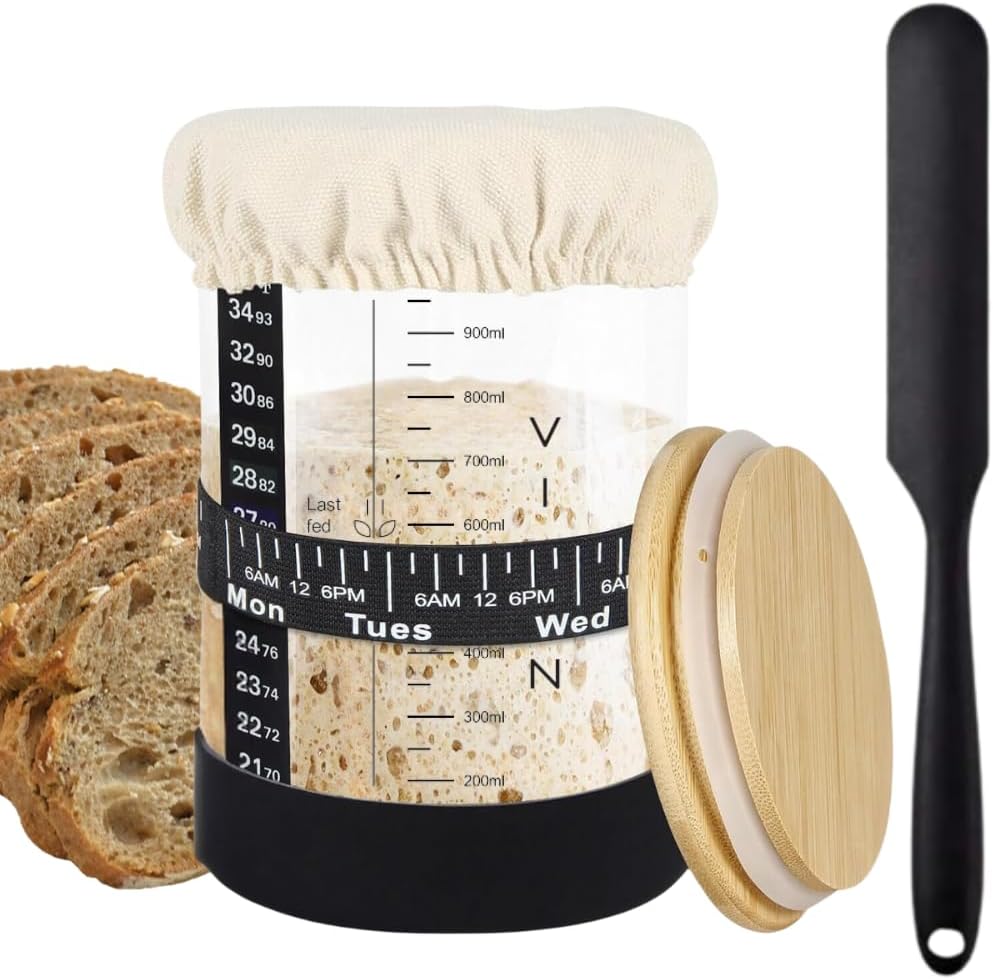 7 Pcs Sourdough Starter Jar 34oz Wide Mouth Jar