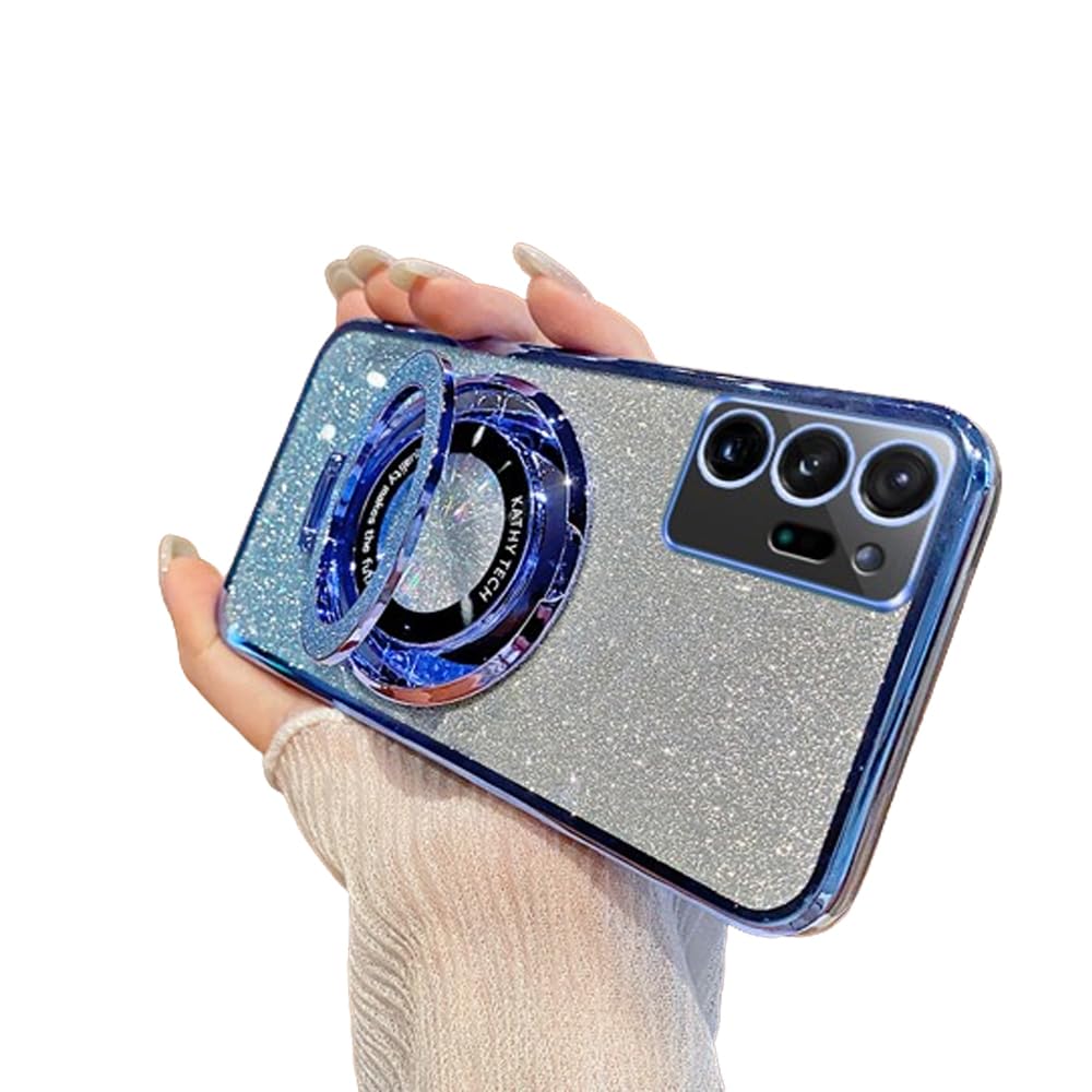 MEMAXELUS Case for Samsung Note 20 Ultra Case Glitter Sparkly Diamond Luxury Plating Silicon TPU Soft Cover Camera Protector with Magnetic Ring Stand Holder for Galaxy Note 20 Ultra, Shiny Blue