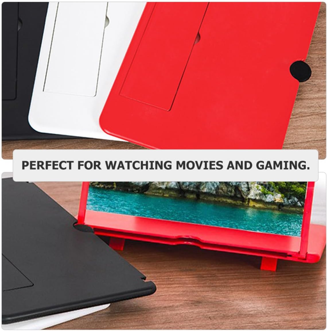 12-inch High-Definition Mobile Phone Screen Magnifier and Folding Phone Screen Amplifier for Video Viewing Red Portable Enlarger Stand Compatible for Home Use