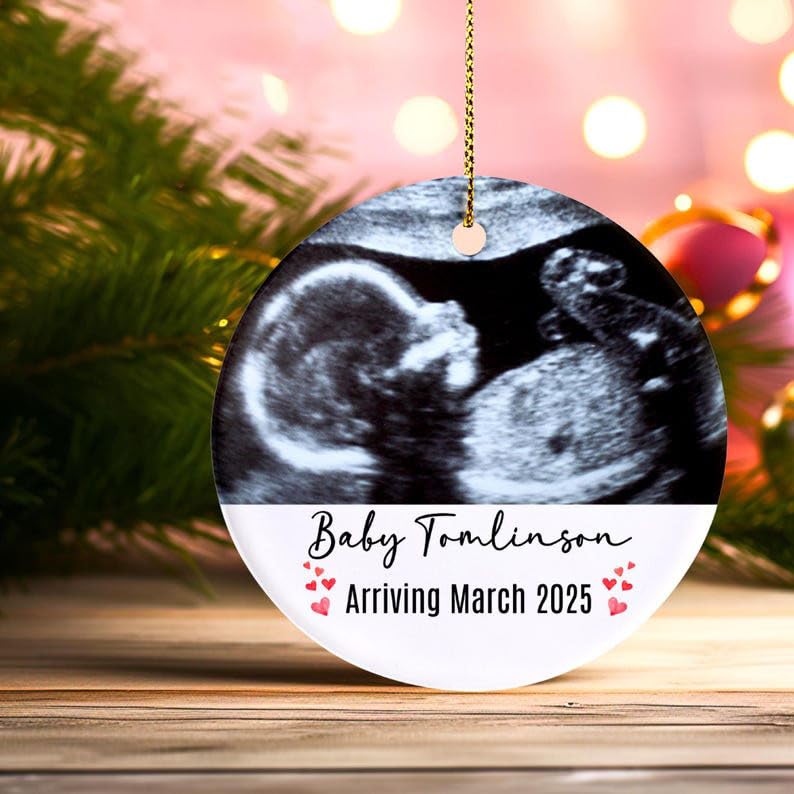 Custom Ultrasound Ornament, Personalized Baby Arrival Announcement Ornament, Pregnancy Announcement Ornament, Ultrasound Christmas Ornament