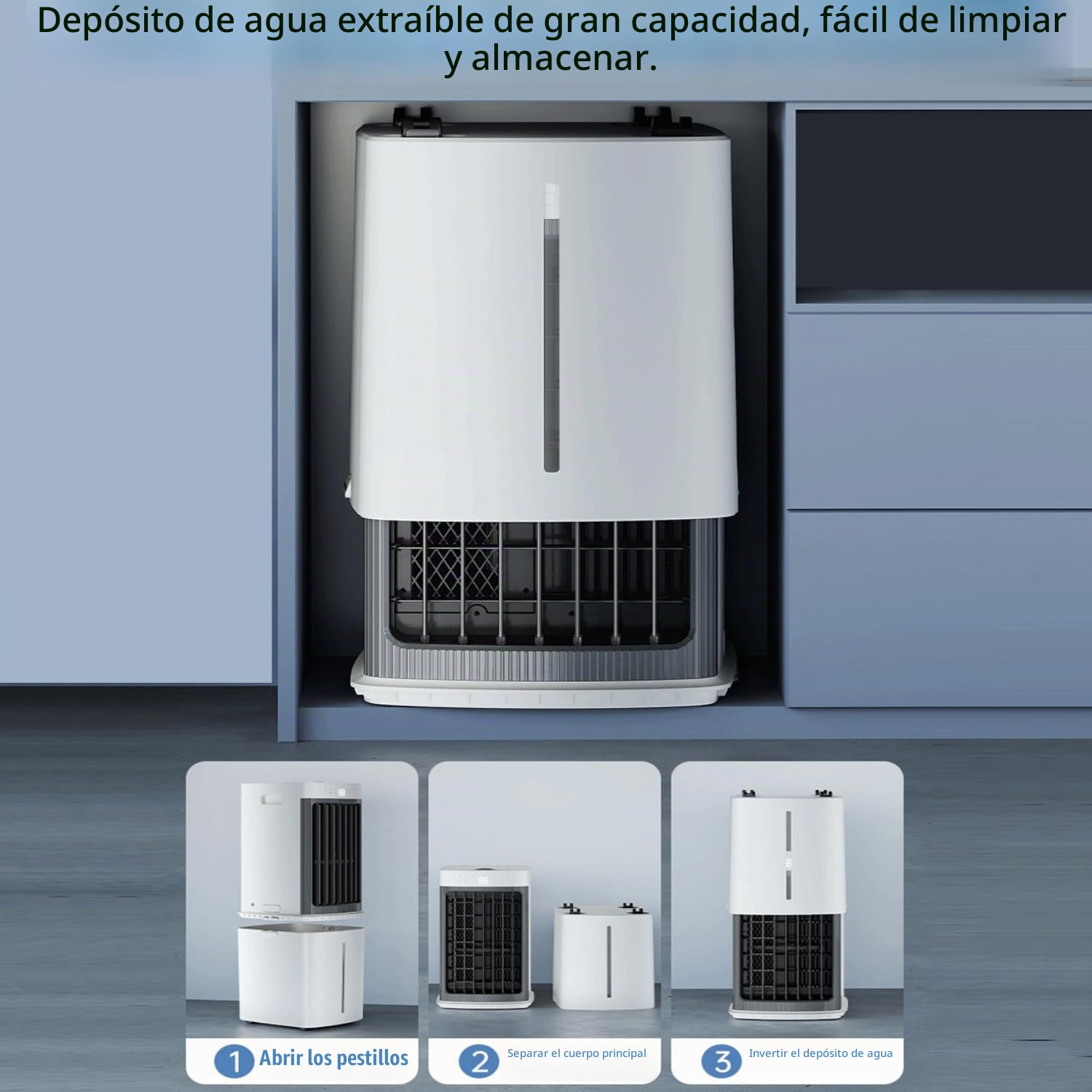 Aire Acondicionado Portátil 12 L Enfriador de Aire sin Tubo 3 Modos 3 Velocidades Climatizador Evaporativo Silencioso Temporizador de7.5 H Control Remoto Ventilador de Enfriamiento para Hogar