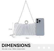 EVEOUT Pochette En Satin Femme Élégante - Clutch Mariage Sac Bandoulière Soirée Abricot